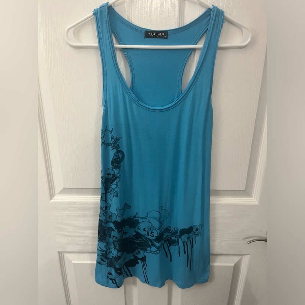 Julia size L/XL blue turquoise racerback top